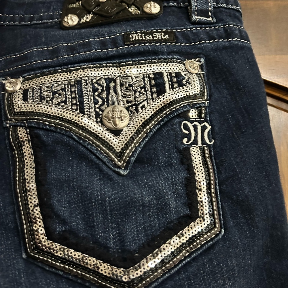 Miss Me Dark Blue Straight Leg Jeans - Picture 3 of 7
